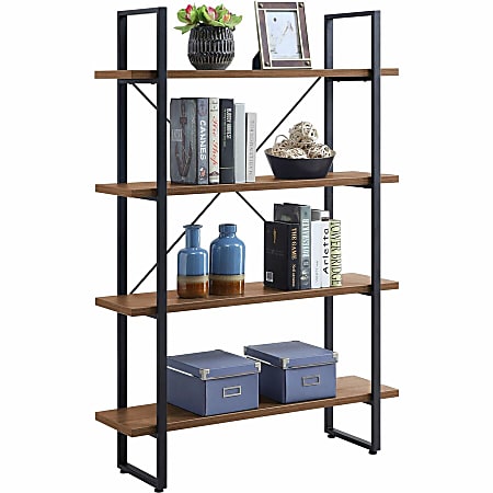 Lorell SOHO Rustic Metal Frame Bookcase - 39.4 Lorell SOHO Rustic Metal Frame Bookcase - 39.4