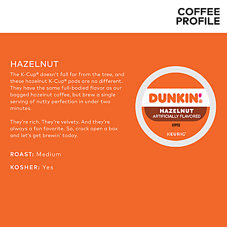 Dunkin Donuts Single Serve Coffee K Cup Hazelnut Carton Of 22