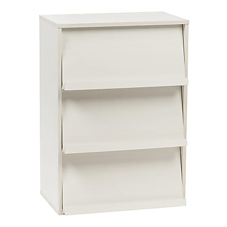 IRIS Wood Shelf With Pocket Doors, 3-Tier, White