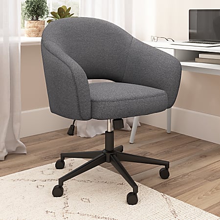 Bush Furniture Fairfax Ergonomic Fabric Mid Century Mid Back Modern Desk Chair for Home Office, Dark Charcoal Fabric, Standard Delivery