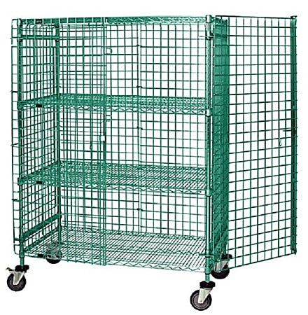 Quantum Proform Epoxy Stem 3-Level Security Cage, 69"H x 36"W x 24"D, Green