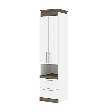 Bestar Orion 20"W Storage Cabinet With Pull-Out Shelf, White/Walnut Gray