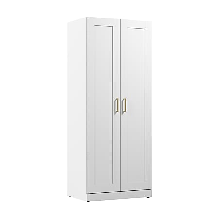 Bush Furniture Hampton Heights 30"W Tall Storage Cabinet With Doors And Shelves, White, Standard Delivery