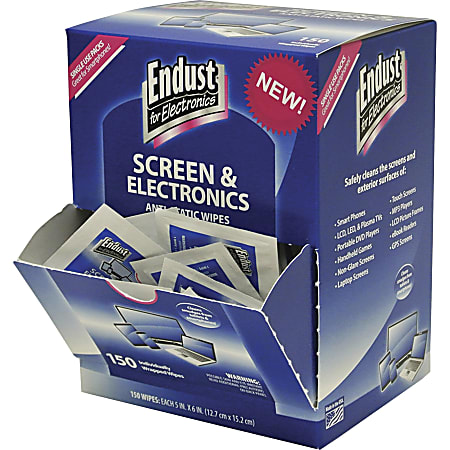 Endust Screen/Electronics Clean Wipes - For Smartphone, Handheld Device, Notebook, LCD, GPS Navigation System, Display Screen - Anti-static, Alcohol-free, Ammonia-free, Soft, Non-abrasive - 150 / Pack - Blue Endust Screen/Electronics Clean Wipes - For Smartphone, Handheld Device, Notebook, LCD, GPS Navigation System, Display Screen - Anti-static, Alcohol-free, Ammonia-free, Soft, Non-abrasive - 150 / Pack - Blue