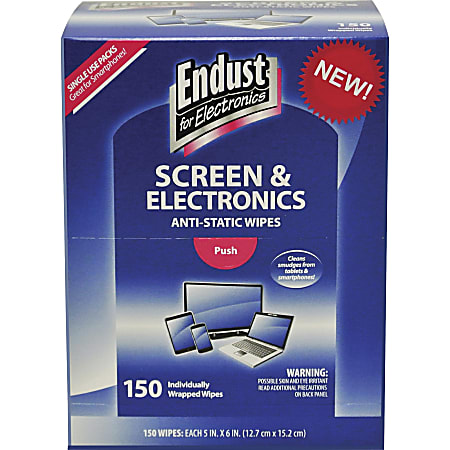 Endust Screen/Electronics Clean Wipes - For Smartphone, Handheld Device, Notebook, LCD, GPS Navigation System, Display Screen - Anti-static, Alcohol-free, Ammonia-free, Soft, Non-abrasive - 150 / Pack - Blue Endust Screen/Electronics Clean Wipes - For Smartphone, Handheld Device, Notebook, LCD, GPS Navigation System, Display Screen - Anti-static, Alcohol-free, Ammonia-free, Soft, Non-abrasive - 150 / Pack - Blue