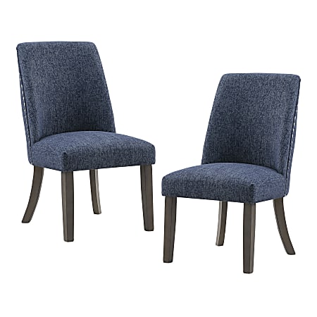 Office Star Evelina Fabric/Wood Dining Chairs, 37-3/4”H x 21”W x 26”D, Emmons Cobalt, Pack Of 2 Chairs