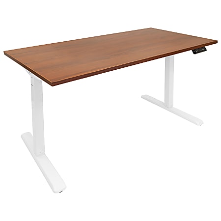 Mount-It! Electric Standing Desk With Adjustable Height And 55"W Tabletop, Brown