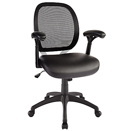 Realspace® Duval Bonded Leather/Mesh Mid-Back Chair, 41 1/4"H x 25 5/8"W x 27 5/8"D
, Black