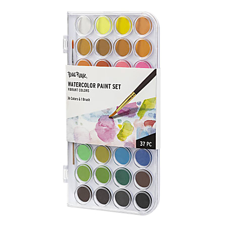 Brea Reese Large 36 Color Watercolor Paint Set Vibrant Colors - Office Depot