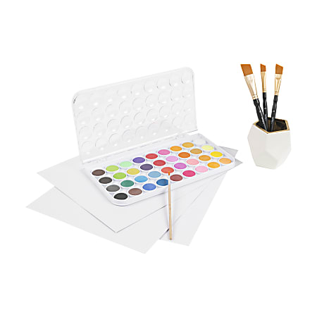 Watercolor Paint Set, Includes 36 Cake Paint Colors, 10 Professional P