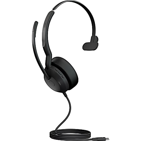 Jabra Evolve2 50 Headset - Mono - USB Type C - Wired/Wireless - Bluetooth - 98.4 ft - 20 Hz - 20 kHz - On-ear - Monaural - Supra-aural - 5.58 ft Cable - MEMS Technology, Noise Cancelling Microphone - Noise Canceling