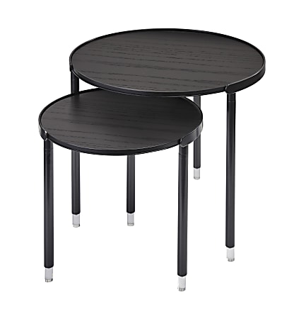 Adesso® Blaine Nesting Tables, Round, Black, Set Of 2 Tables