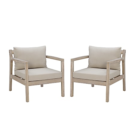 Linon Lascher Outdoor Side Chairs, Beige/Natural, Set Of