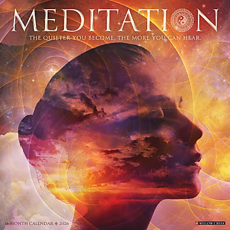 2026 Willow Creek Press Inspirational Monthly Wall Calendar, 12" x 12", Meditation, January To December, 51887