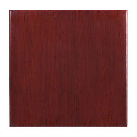 Flash Furniture High-Gloss Resin Square Table Top With 2"-Thick Drop-Lip, 30" x 30", Mahogany