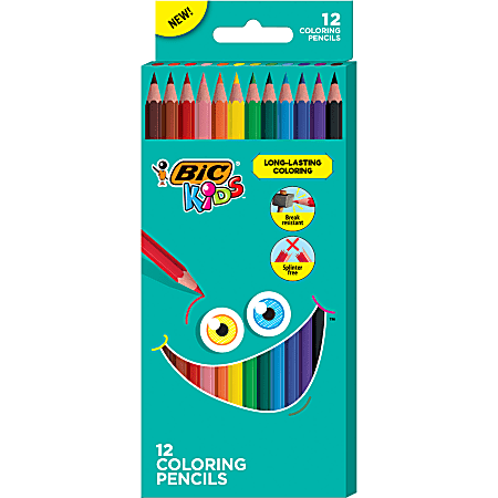 BIC Kids Coloring Pencils 3.3 mm Assorted Colors Pack Of 12 Pencils -  Office Depot