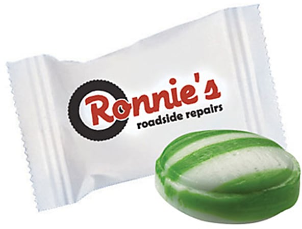 Custom Personalized Green Striped Spearmint Candies Promotional