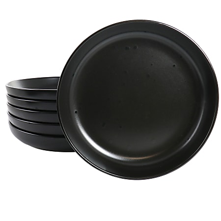 Studio 3B Mio 6-Piece Stoneware Round Dinner Bowl Set, 9-1/2”, Coal