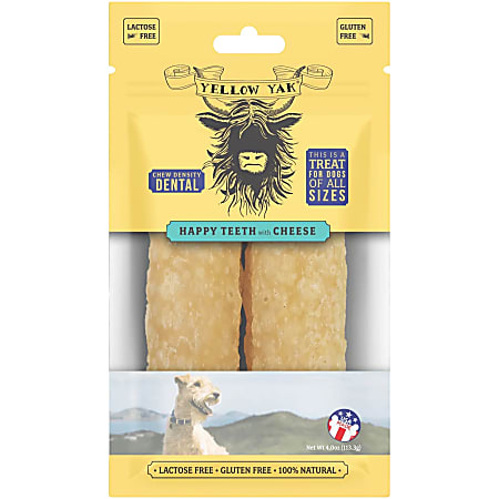 Yellow Yak Happy Teeth Dog Dental Chews, Cheese, 4 Oz, Total Qty 5