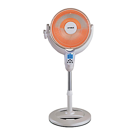Optimus 14" Oscillating Pedestal Digital Dish Heater With Remote, White
