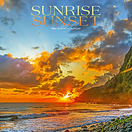 2024 Brown Trout Monthly Square Wall Calendar 12 x 12 Sunrise Sunset