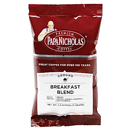 PapaNicholas Coffee Single-Serve Coffee Packets, Breakfast Blend, Carton Of 18