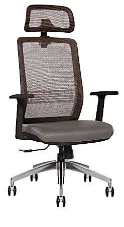 Sinfonia Sing Ergonomic Mesh/Fabric High-Back Task Chair With Antimicrobial Protection, Fixed T-Arms, Headrest, Copper/Gray/Black