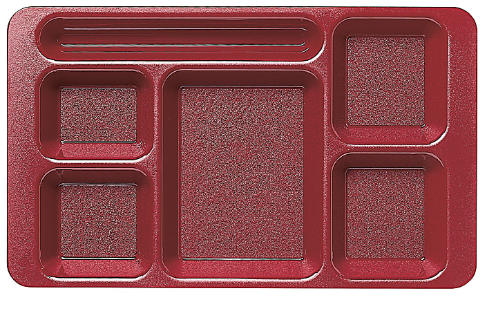 Cambro Camwear® 5-Compartment Trays, Cranberry, Pack Of 24 Trays