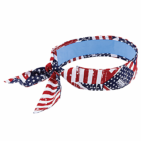 Ergodyne Chill-Its 6700CT Evaporative Cooling Tie Bandanas With Cooling Towel, Stars & Stripes, Pack Of 6 Bandanas