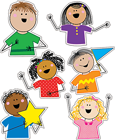 Creative Teaching Press Stick Kids Designer Cut-Outs, 10" x 10", Assorted Colors, Pack Of 12