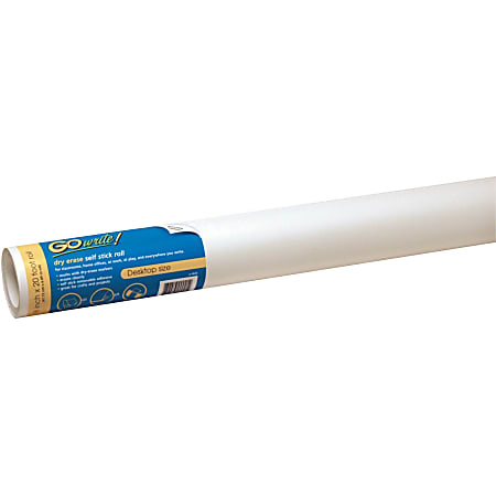 GoWrite!™ Self Stick Non-Magnetic Dry-Erase Whiteboard Roll, 18" x 20', White