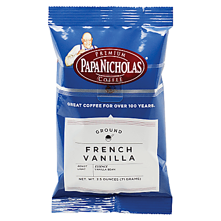 PapaNicholas Coffee Single-Serve Coffee Packets, French Vanilla, Carton Of 18