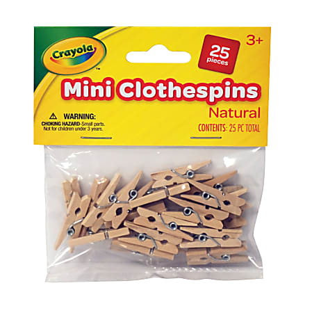 Crayola Mini Clothespins Natural Pack Of 25 Pins - Office Depot