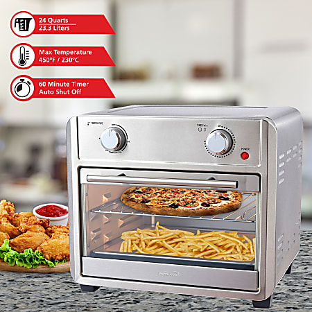 Oster Extra Large Digital Countertop Oven 1500 W Toast Pizza Bake Broil  Defrost Roast Dehydrate Convection Brushed Stainless Steel - Office Depot