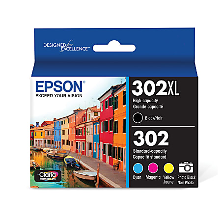 T302XL-BCS (T302XL) Claria High-Yield Ink, Cyan/Magenta/Photo Black/Yellow