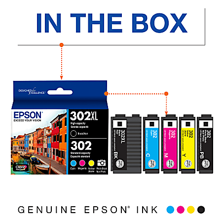 302XL Ink Cartridges for Epson 302XL 302 XL T302XL Combo Pack Ink for  Expression Premium XP-6000 XP-6100 Printer (Black Photo Black Cyan Magenta