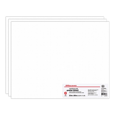 Office Depot Brand Vanishing Grid Poster Board 22 x 28 White Pack Of 3 -  Office Depot