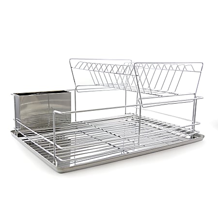 Better Chef 4 Piece Dish Drying Rack Set 15 H x 22 W x 18 12 D Chrome -  Office Depot