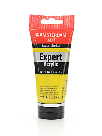 Amsterdam Expert Acrylic Paint Tubes, 75 mL, Transparent Yellow Medium, Pack Of 2