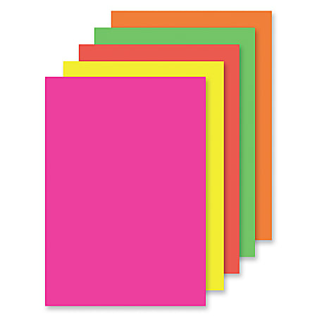 Office Depot® Brand Fluorescent Poster Boards, 22" x 28", Assorted Fluorescent Colors, Pack Of 5