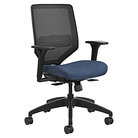 HON® Solve Fabric Mid-Back Task Chair, Ilira-Stretch Mesh Back, Midnight/Black