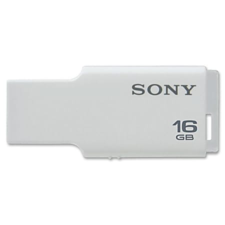 Sony 16GB Micro Vault Tiny USM16GM USB 2.0 Flash Drive - 16 GB - USB 2.0 - 12 MB/s Read Speed - 5 MB/s Write Speed - White - 2 Year Warranty