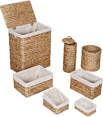 Honey Can Do Bathroom Storage Basket Set White Set Of 7 Baskets - Office  Depot