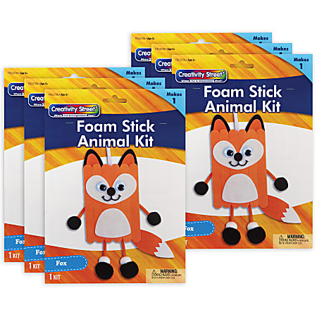 Creativity Street Foam Stick Animal Kits, 11” x 6-3/4” x 1”, Fox, Set Of 6 Kits