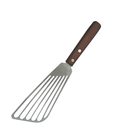 Winco Metal/Wood Fish Spatula, 6-1/2", Silver