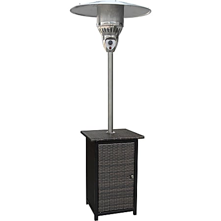 Hanover 7-Ft. Square Wicker Propane Patio Heater - Gas - Propane - 14.07 kW - 16 Sq. ft. Coverage Area - Outdoor - Stainless Steel, Brown