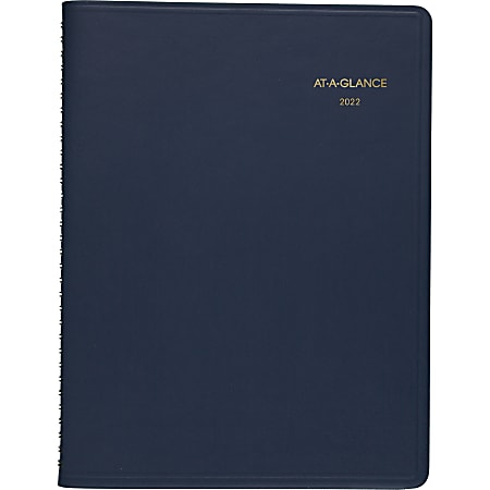AT-A-GLANCE® 13-Month Weekly Planner, 8-1/4" x 11", Navy, January 2022 To January 2023, 7095020