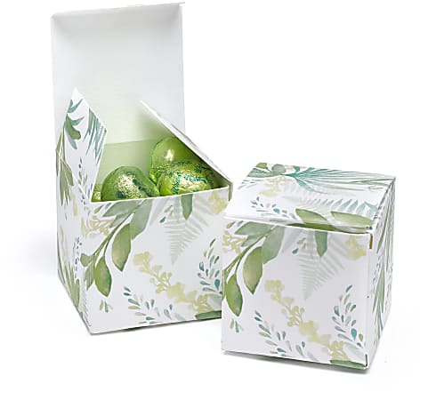 Taylor Party/Event And Ceremony Treat/Favor Boxes, 2" x 2" x 2", Greenery, Pack Of 25
