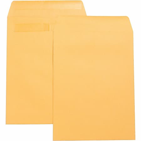 Business Source Press-To-Seal Catalog Envelopes - Catalog - 9" Width x 12" Length - 28 lb - Self-sealing - Kraft - 100 / Box - Brown Kraft