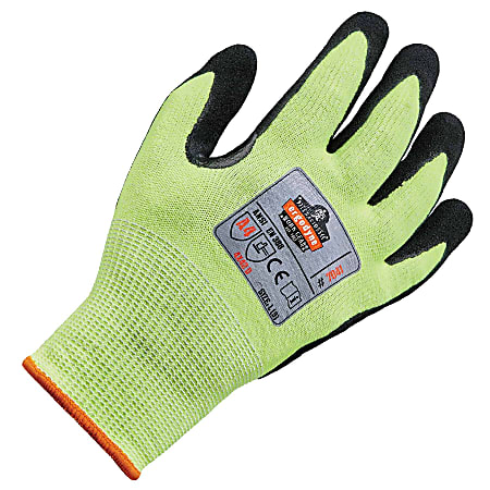 Ergodyne ProFlex 7041 Hi-Vis Nitrile-Coated Level 4 Cut-Resistant Gloves, Large, Lime